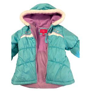 Kids Winter Puffer Jacket With Hood & Fleece Lining - Size 5-6